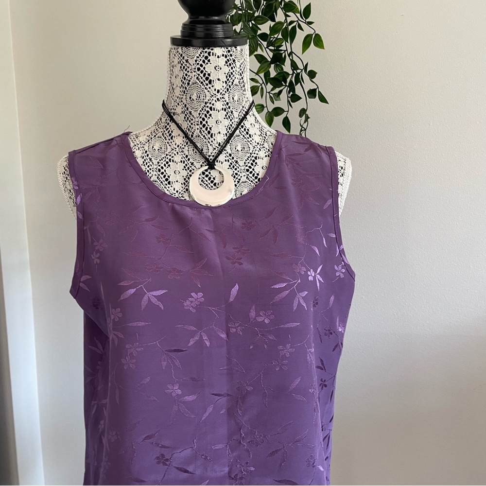 Purple Floral Sleeveless Top